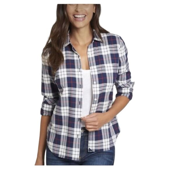 UNTUCKit Shirt Womens Plus 16 Plaid Long Sleeve Button Front Casual Blue SORBO - Picture 1 of 6
